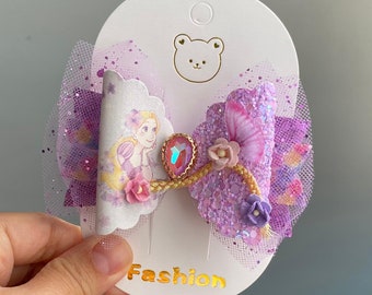 Princess Glitter Hair Bow | Hair Clips | Hair Accessories