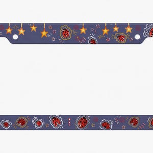 Cute Ladybug Stars Pattern Aluminum License Plate Frame Red Bug Car Tag Cover Holder