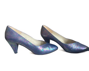 Unusual Vintage Gina Smart 80’s/90’s Iridescent Blue heels 5