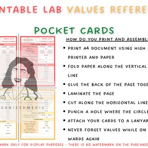 Printable Lab Values Reference Cards for Healthcare (PDF Download) - Etsy