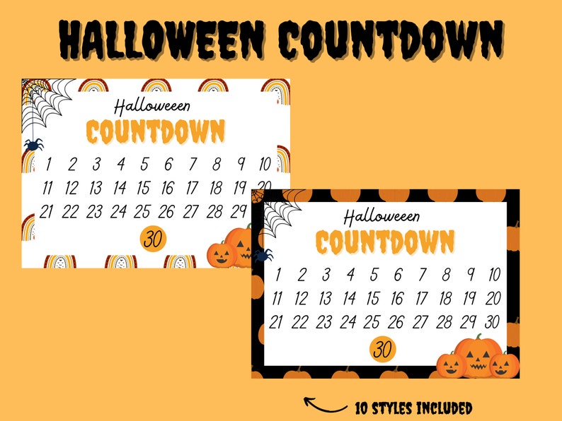 Halloween Countdown Poster, Halloween Decor Classroom, Countdown to