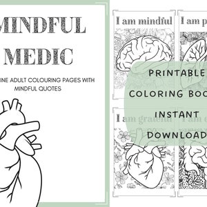 Medizin Ausmalbilder: Achtsamkeit Zitate, Malbuch (Digitaler Download)