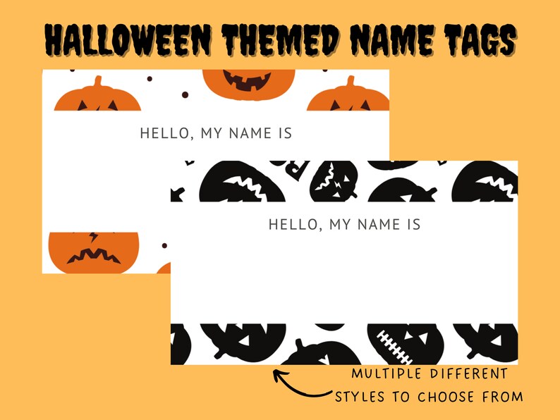 Halloween Classroom Name Tags: Printable Labels (PDF, PNG) - Etsy
