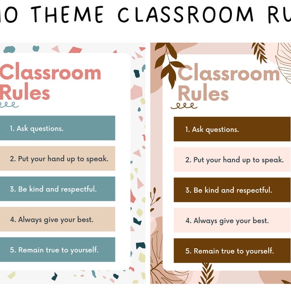 Boho Themed Classroom Rules Printable Wall Art, Boho Theme Classroom Posters for Teachers Decor, Instant Digital Download