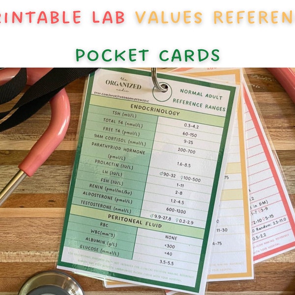 Printable Laboratory Values Reference ID Reel Pocket Badge Card for Nurse Medic EMT Healthcare Professional or Student, Digital PDF Download