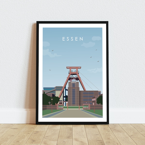 Essen Zeche Zollverein Poster - Affiche de ville de voyage design minimaliste - Ruhrgebiet