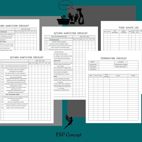 Kitchen Cleaning Checklist Log Book, Daily & Weekly Cleaning Schedule: Food Hygiene Record Book