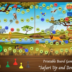Printable Board Game Template : Safari UP and Down, Children Game, Teens, Family. - Etsy