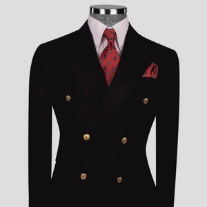 Men Black Suit Wedding Party Wear Elegant Luxury Double Breasted Groom Wear Tuxedo Suit For Men Stylish Tuxedo Formal Suits
