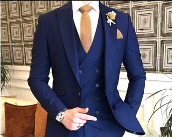 Blue 3-Piece Suit: Men's Elegant Wedding, Prom & Party Wear