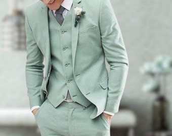 Men Mint Green Suit,3 Piece Wedding party wear suit,Slim Fit Luxury 2 Button Best Dinner suit Men Groom Wear Suit Men Three Piece Suit Groom