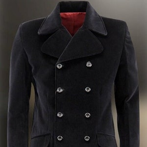 Mens Black Jacket Double Breasted Peaked Lapel Jacket Mens Black Jacket Double Breasted Peaked Lapel Jacket