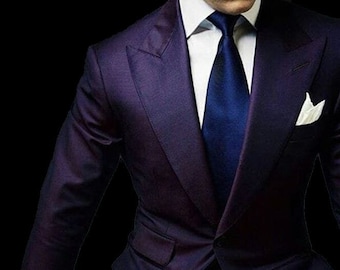 Royal Purple Three Piece Suit, Men's Wedding Groom Suit
