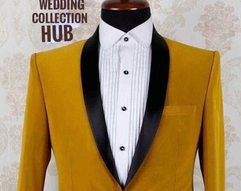 Men Velvet New Arrival Velvet Golden Wedding Jacket Men Stylish Best slim Fit One Button Party Wear prom date best coat