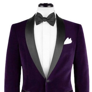 Men Velvet blazer Evening Wedding Party Wear jacket Purple one Button luxury Gift For Men jacket Men Dinner Night weave Blazer