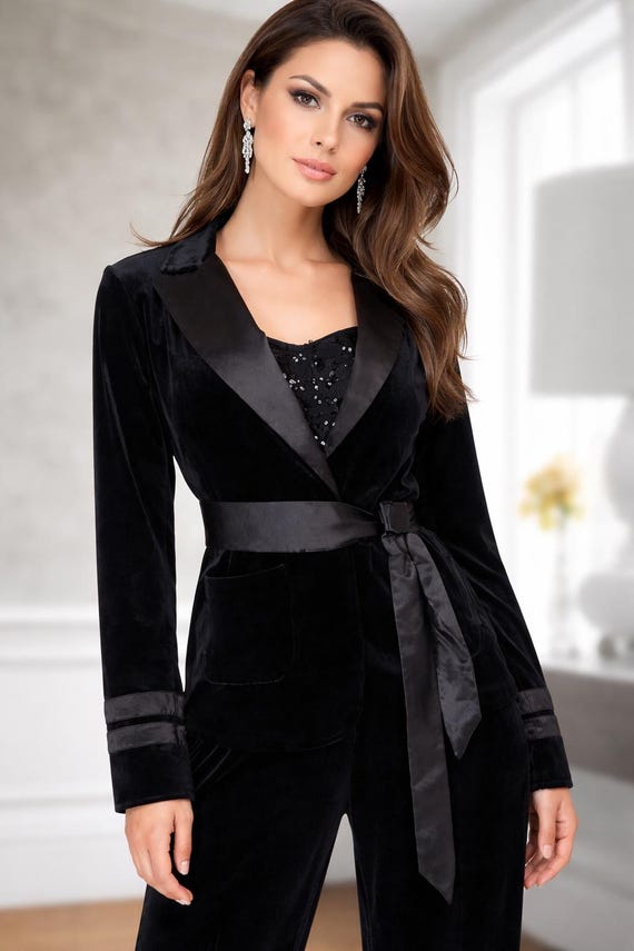 black velvet dress pants womens Maxi Silk Velvet Pant in Black, Black / 34 (US 2) main image 1