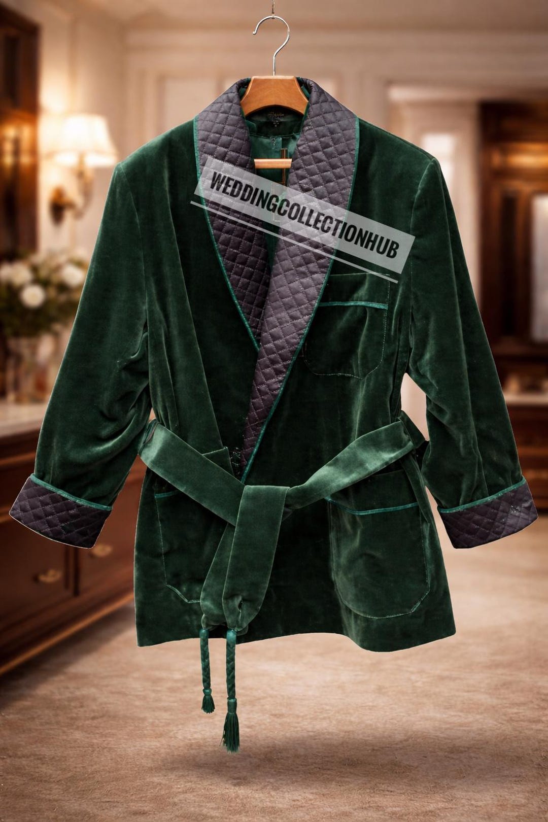 green emerald velvet dress Forest men's dressing gown main image 0