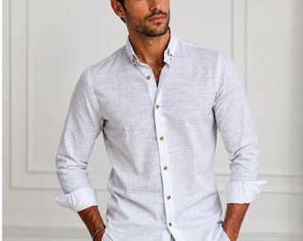 Handmade Linen Shirt: Men's Wedding Party Formal Wear