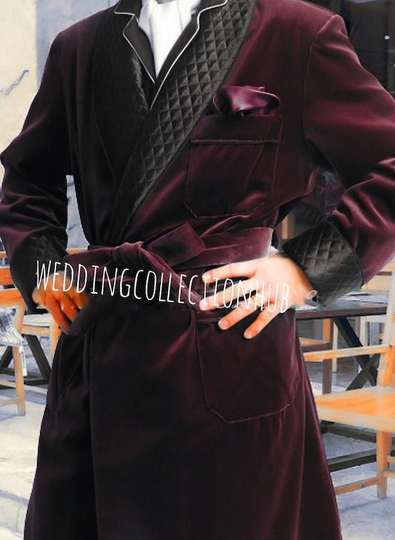 Men Smoking Robe Gentlemen Stylish Elegant Luxury Long Dinner Smoking Quilted Jacket Men Dress Gown for Night Dinner Cocktail Robes Etsy