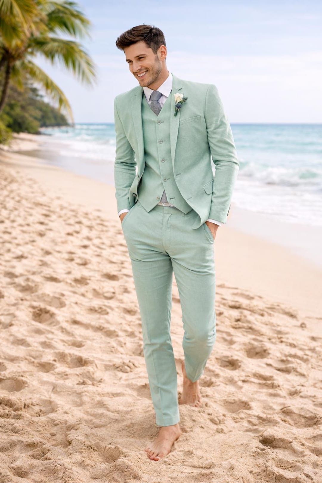 2025SS マイランジャンプスーツ TailoredJumpsuit Mint Slim Fit Mint Green Suit: 3-piece Luxury Wedding Groom Wear - Etsy