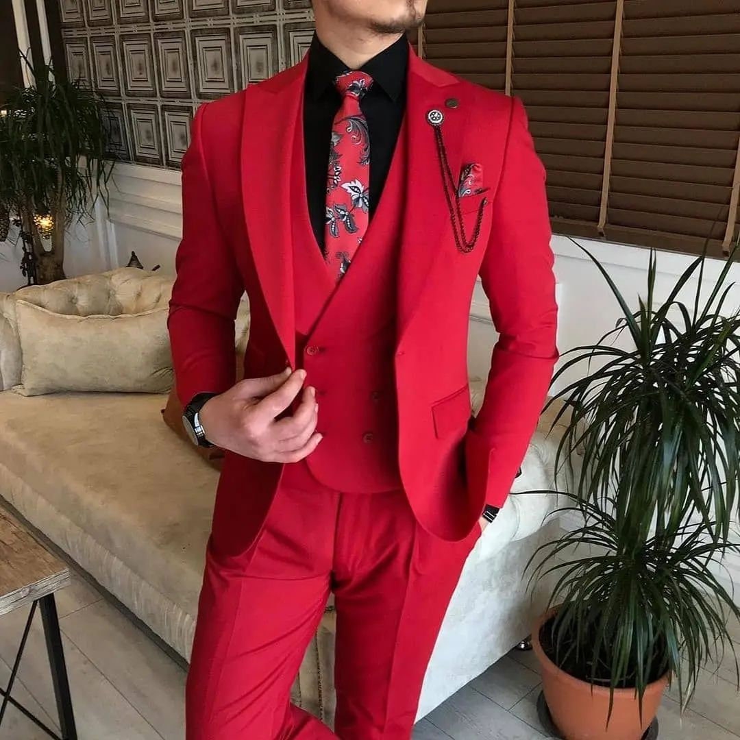 Men Suit Red,3piece Suits,men Evening Slim Fit Luxury Red Suit, Wedding Party Wear Dress for Men