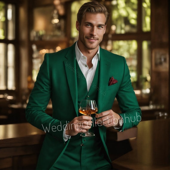 Buy Men Green Suit Men Premium Dinner Wedding Party Wear Suits Men Elegant Night Party Suit Gift for Husband Boyfriend Men 3piece Suit Online in India Etsy