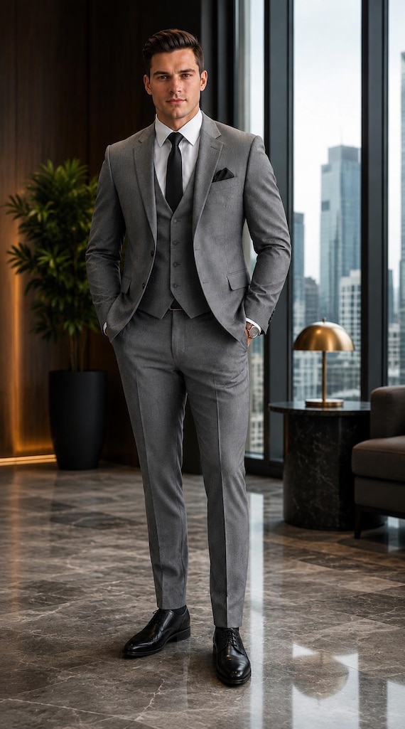 dress shirts for grey suits Men's Two-Button Suit, Elegant Party Wear Wedding Night Dinner shot-20221024
