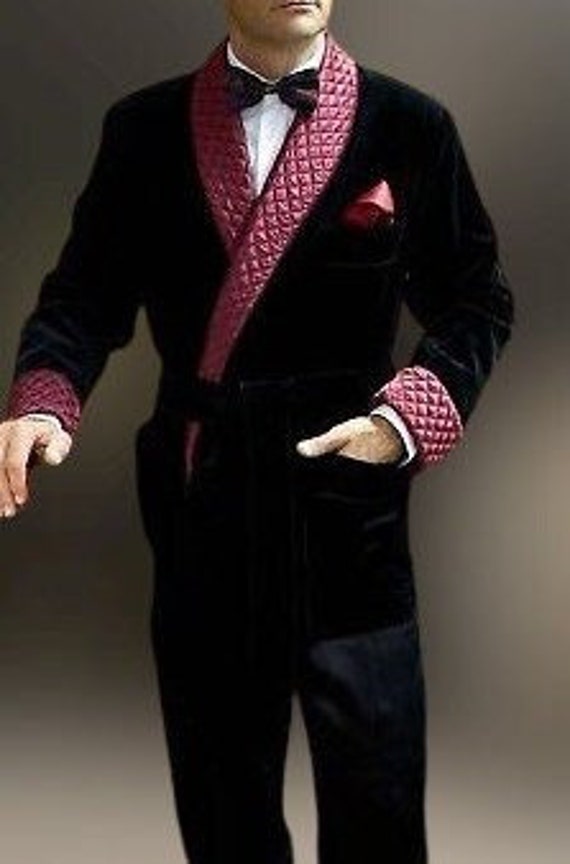Hombres Marrón Chaquetas De Fumar Elegantes Lujo Cinturón Diseñador