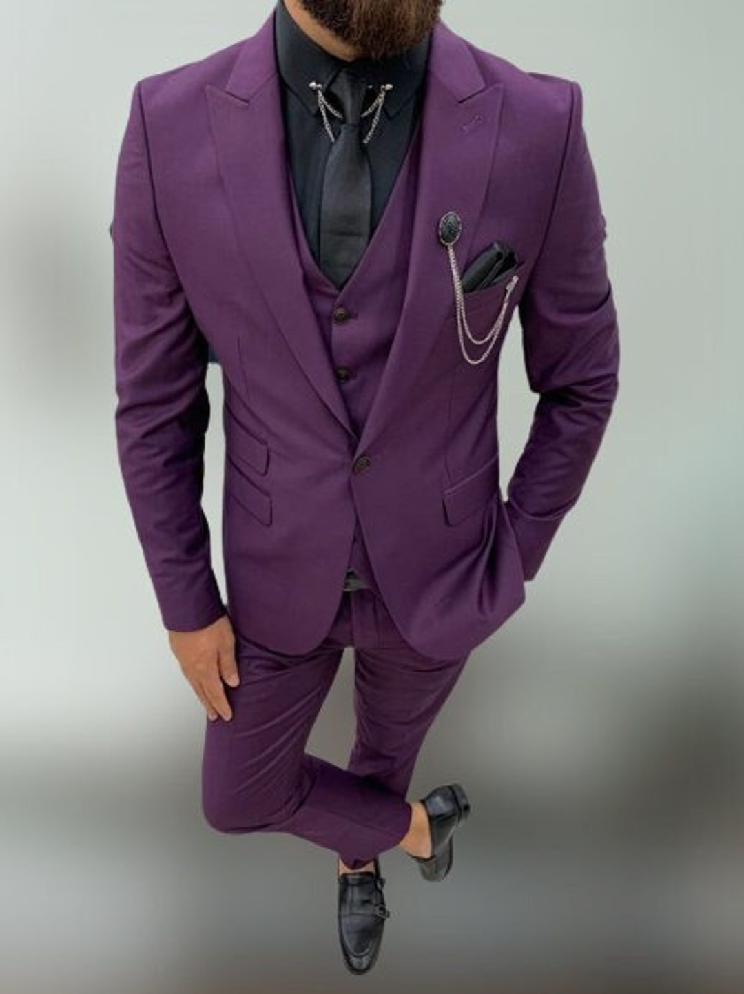 Turquoise Purple Suits For Weddings Purple Slim Fit Suit: 3-piece