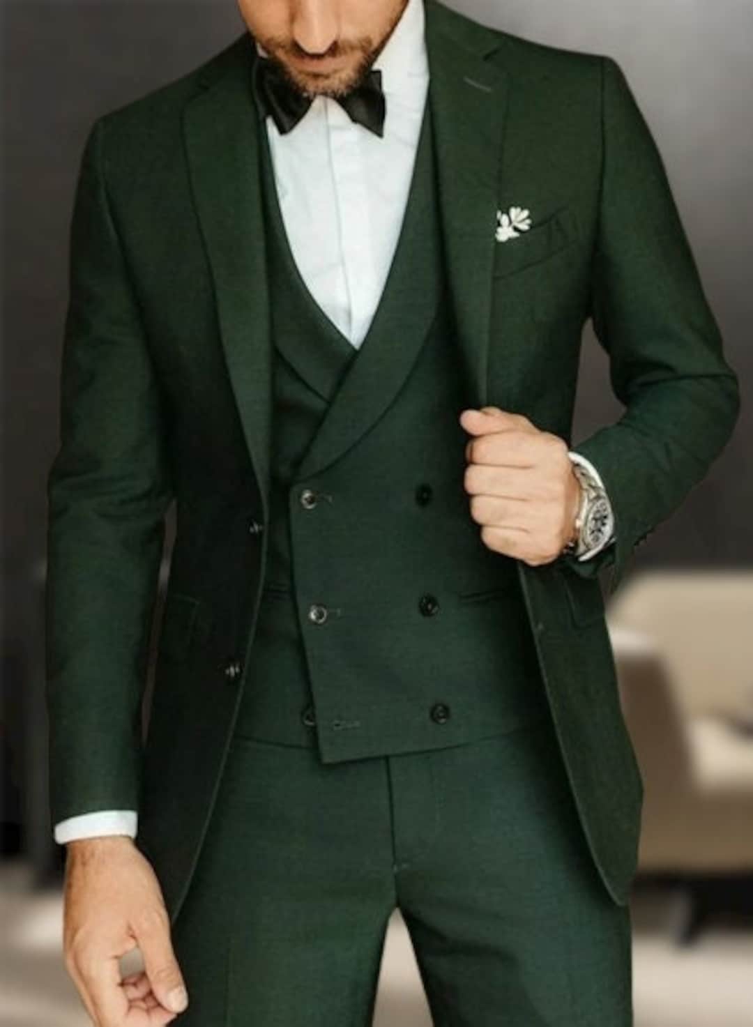Men Suit ,elegant Wedding Prom Party Wear 3piece Suits,green Dinner Slim Fit Classic for Men