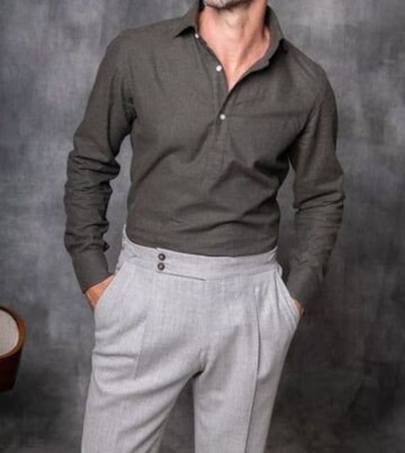 Weddingcollectionhub Men Dress Formal men Black Linen Shirt Grey Trouser Imported fabric men Birthday Wedding Party Wear Slim Fit Formal Dress for Men