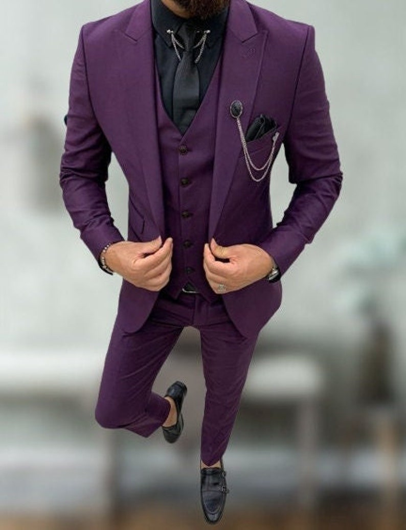 Men Suit Purple Wedding Party Wear Groom's Men Slim Fit - Etsy