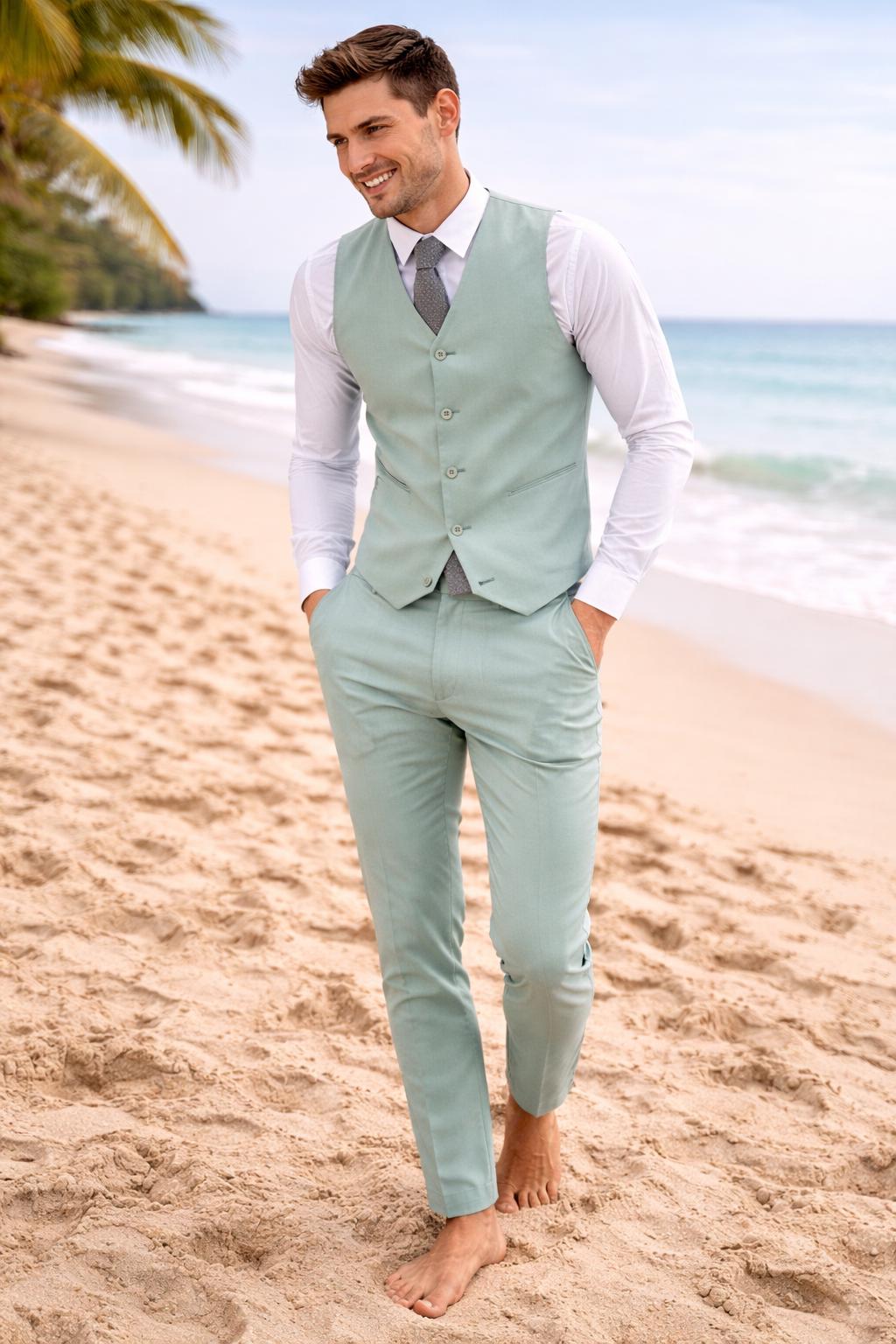 Slim Fit Mint Green Suit: 3-piece Luxury Wedding Groom Wear - Etsy