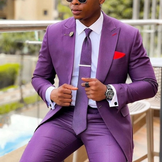 tuxedo with purple tie