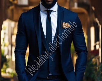 Men Blue Wedding 3 piece suits Grooms wear suits. New Classic  Tuxedo Wedding Blue 3 piece Suit . Bespoke Men Casual Blue Night Party Suits