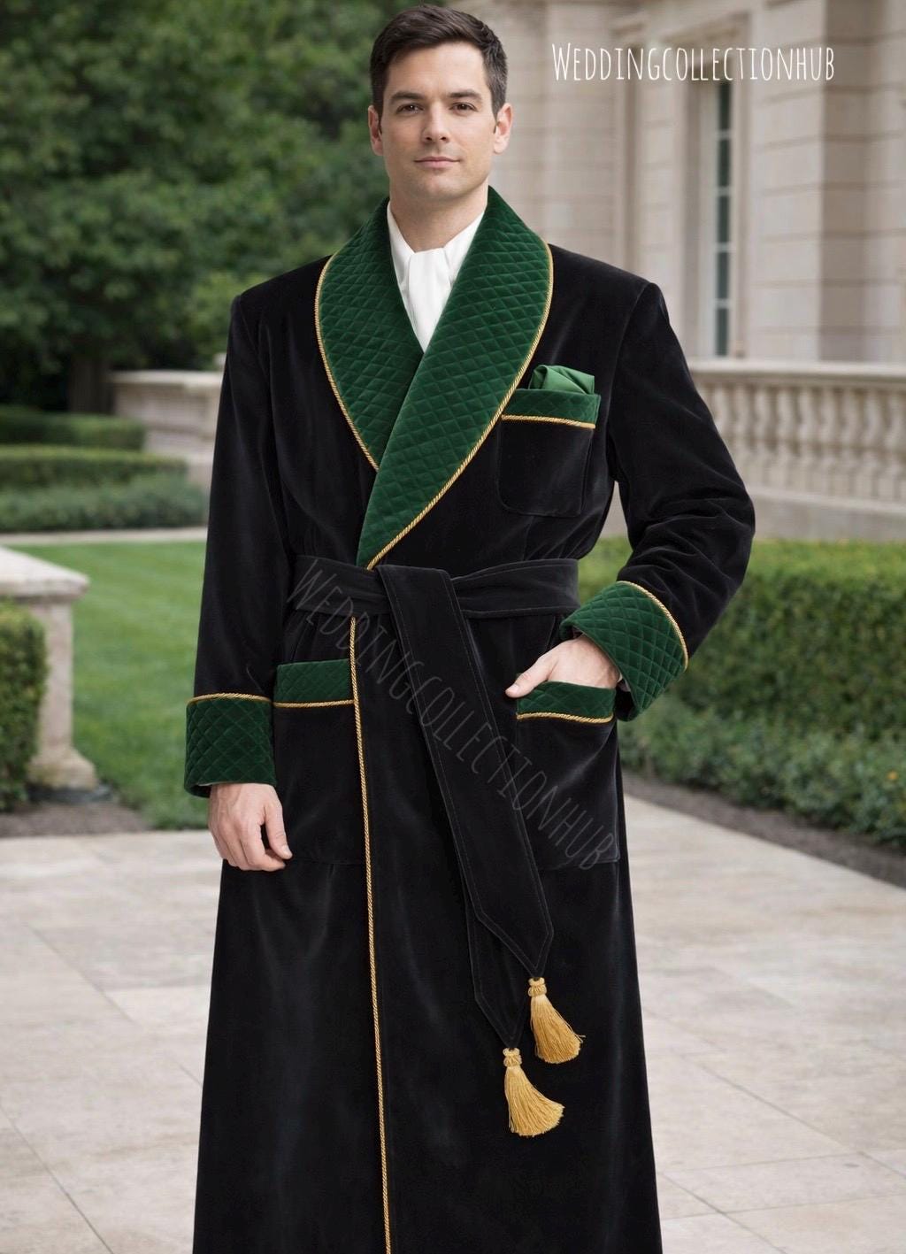 Veste Smoking Homme En Velours Bleu - Taille Sur Mesure, Finition Main, Pour Mariage Ou Soirée