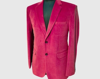 Men's Pink Velvet Blazer with Quilted Satin Lapel