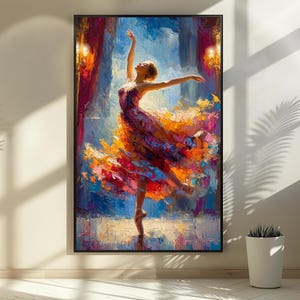 Eleganz in Bewegung - Ballerina Ölgemälde druckbare Wandkunst, modernes Wohnzimmer oder Flur Herzstück, feminine Bürodekoration