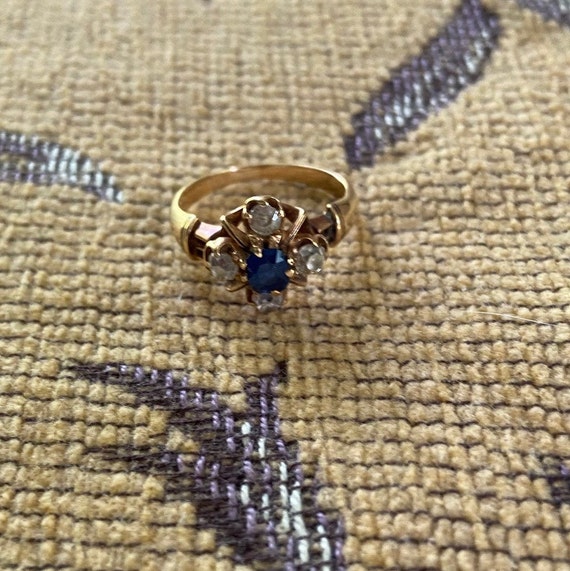 On sale! Diamond and sapphire gold ring - image 3