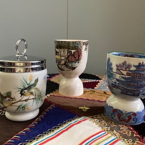 Vintage egg cups and coddler
