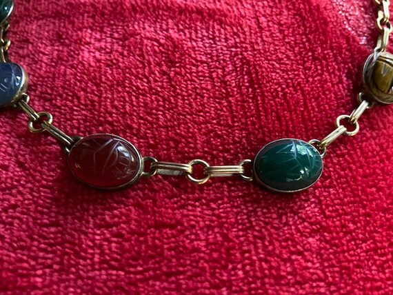 Vintage Egyptian revival scarab necklace - image 3