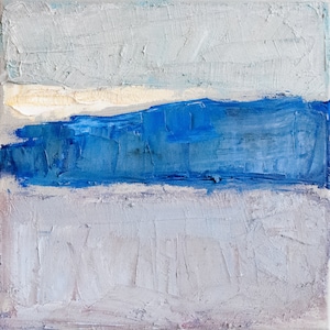 Azure Reverie. Original abstract oil painting on canvas 10&quot; x 10&quot;