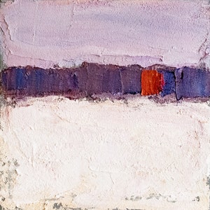Frost-bound Solace. Original abstract minimalist mini oil painting on canvas, small size 8&quot;x 8&quot; wall decor
