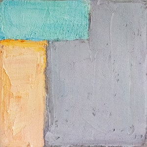 Cityscape Rhythms. Small minimalist abstract oil painting on canvas 8&quot; x 8&quot;, wall decor