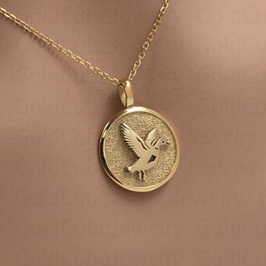 Real 14k Solid Gold Mallard Duck Necklace, Personalized Mallard Duck Pendant, Bird Charm Jewelry, Animal Lover Gift, Minimalist Duck Jewelry
