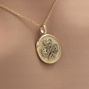 14K Solid Gold Shamrock Necklace, Celtic 3 Leaf Lucky Clover Gift, Personalized Shamrock Pendant, Celtic Knot Symbol, Irish Shamrock Jewelry