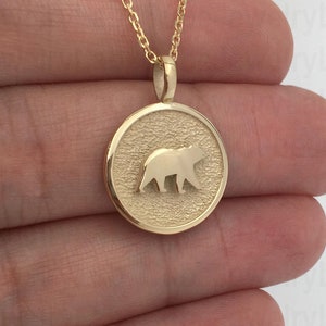 Real 14k Solid Gold Bear Necklace, Personalized Bear Pendant, Bear Charm Jewelry, Family Necklace, Wild Animal Necklace, Dainty Mama Bear