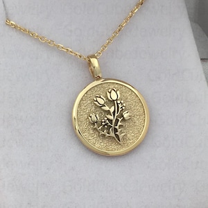 14k Solid Gold Tulip Necklace, Tulip Flower Gift, Personalized Tulip Pendant, Minimalist Tulip, Floral Charm Jewelry, Eternal Love Symbol
