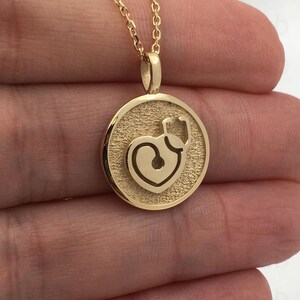 14k Solid Gold Doctor Love Symbol Necklace, Personalized Heart Pendant, Medicine Necklace, Dainty Stethoscope Jewelry, Medical Student Gift