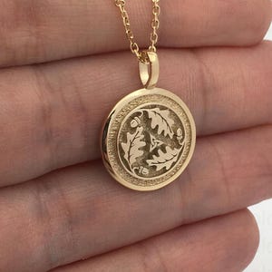 Real 14k Solid Gold Oak Tree Pendant, Acorn And Oak Leaf Charm Jewelry, Personalized Oak Tree Necklace, Dainty Acorn Necklace On Branch